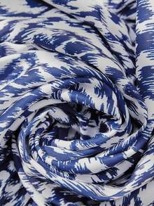 Sylviya 女式 V 领荷叶边饰腰带摆连衣裙，夏季 - 藍色 - 查看 5