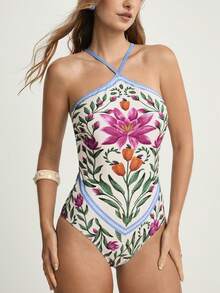 CAJUNI Đồ bơi nữ họa tiết hoa buộc chéo - Nhiều màu - Xem 9