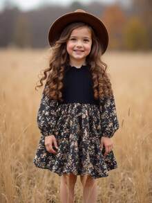 Emery Rose Kids Emery Rose Kids 少女 LUNE 花卉印花灯笼袖荷叶边下摆连衣裙，法式花卉，仙女裙，田园风，秋冬，少女 Dusty 花卉印花荷叶边袖荷叶边下摆连衣裙。宽松休闲圆领长袖荷叶边下摆中长连衣裙，可爱动物图案，适合度假和上学日常，姐妹装，母女搭配。 - 黑色 - 查看 3