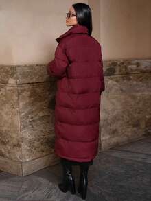 Firerie Women's Fashionable Versatile Solid Color Jacket, Winter - Burgundy - View 5