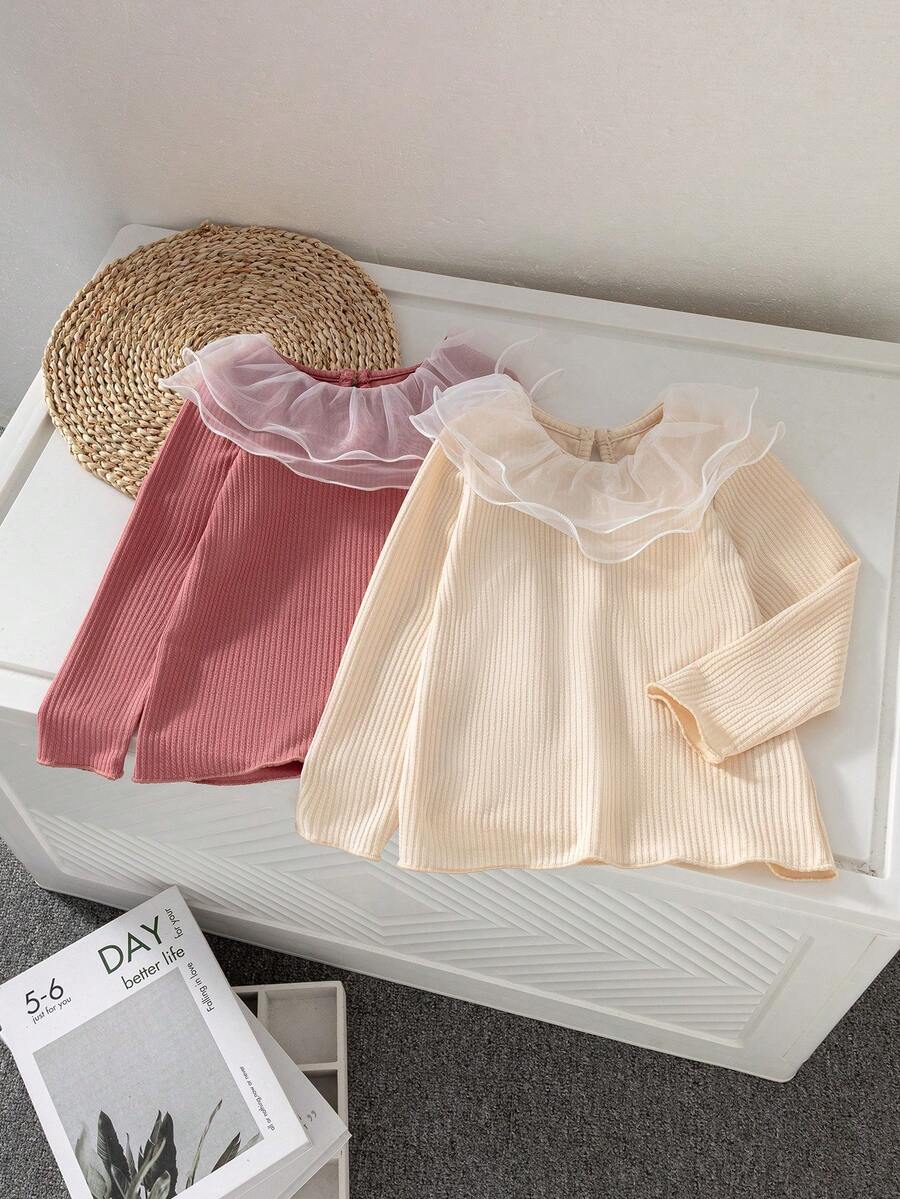 SHEIN 2件套少女彼得潘领花卉乡村T恤 - 彩色 - 查看 1