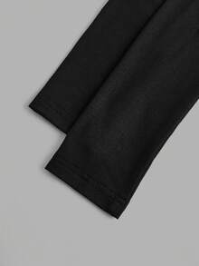 SHEIN EZwear 2 件白色和黑色针织拉链长袖 T 恤，印有小马标志，适合秋冬季分层、休闲和运动，返校 - 彩色 - 查看 8