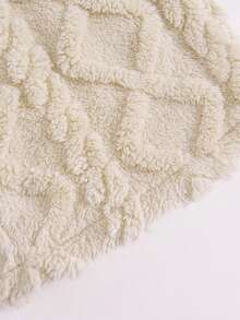 Girls Casual Diamond Pattern Reversible Fleece Hooded Zip-Up Jacket And Simple Fleece Pants 2 Pieces Set, Autumn/Winter