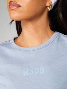 MISSGUIDED Ribbed Crew Neck Crop Top And Wide Leg Pants Lounge Set For Relaxation Comfort - Dusty Blue - View 5