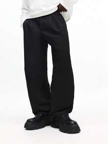SUMWON Straight Fit Clean Waist Twill Trouser Pants For Everyday Comfort And Style - Black - View 5