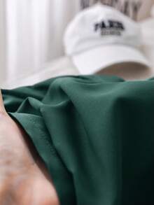 SHEIN 2 件装男婴橄榄绿色连帽衫，半开襟，松紧腰裤套装，休闲运动装，适合外出和室内穿着，秋季 - 墨綠色 - 查看 6