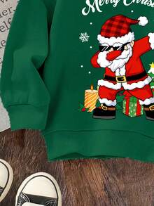 Baby Boy Green Autumn Cute Modest Birthday Christmas Star Tree Bear Deer Pattern Knitted Soft Casual Thick Crew Neck Sweatshirt For Autumn/Winter - Green - View 5