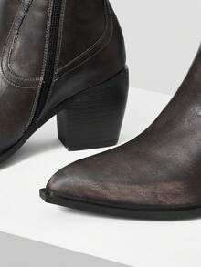 MOTF 1 PAR DE BOTAS DE TACÓN ALTO DE CAÑA MEDIA CON PUNTERA CUADRADA - Marrón - Ver 3