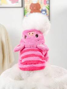 PETSIN 1pc Cat And Dog Universal Pet Clothing, Cute Pink Pig Transformation Outfit, Autumn And Winter Thick Warm Hooded Sweatshirt Sweatshirt