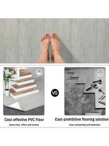 1 Roll 40X300CM Wide Vinyl Flooring Roll Self-Adhesive, Wood Grain Floor Tiles Peel And Stick Floor Stickers Durable Easy Install For Bathroom&Kitchen - Multicolor - View 8