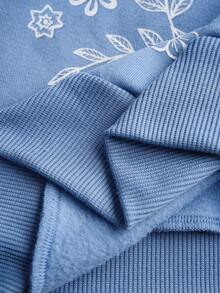 Rosumi Plus Size Floral Print Sweatshirt And Sweatpants 2 Pieces Set, Casual For Autumn/Winter Loungewear Women New Year Clothes  Stylish Clothing Collection Elegant Party Clothes For New Year Christmas Clothes For Women  Winter Clothes For Women - Blue - View 6