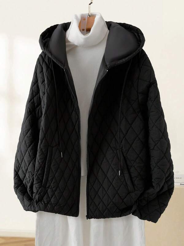 EMERY ROSE Plus Size Women's Winter Hooded Padded Coat