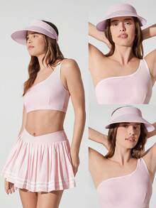 GLOWMODE Cool It Lightweight Adjustable Sun Proof Cool Touch Sweat Wicking Wide Brim Sun Visor Gym Workout Hike Beach Pool Holiday Vacation Getaway Daily Active Wear - Baby Pink - View 8