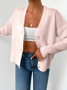 EURMUSE 落肩袖前紐扣開襟衫