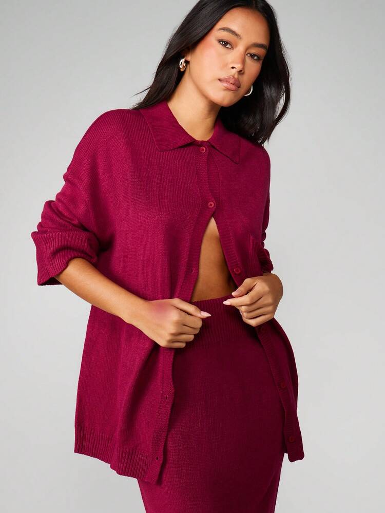 MISSGUIDED ボタン留めとポケット付きオーバーサイズカーディガン クリスマス