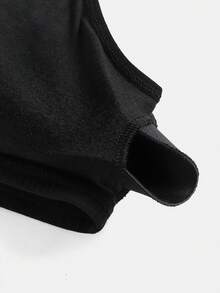 SHEIN 2 件套青少年女孩简约 V 领吊带背心，带衬垫胸罩和工字背心，舒适纯色 - 黑色 - 查看 5