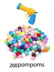 CAT Pom-Poms Launcher Toys, Random Color Cat Pom-Poms Self-Hi ToysThe Product Image Has A Method Of Use,Consumables Pet Interactive Launch Pom-Poms Toy Gun 1pc