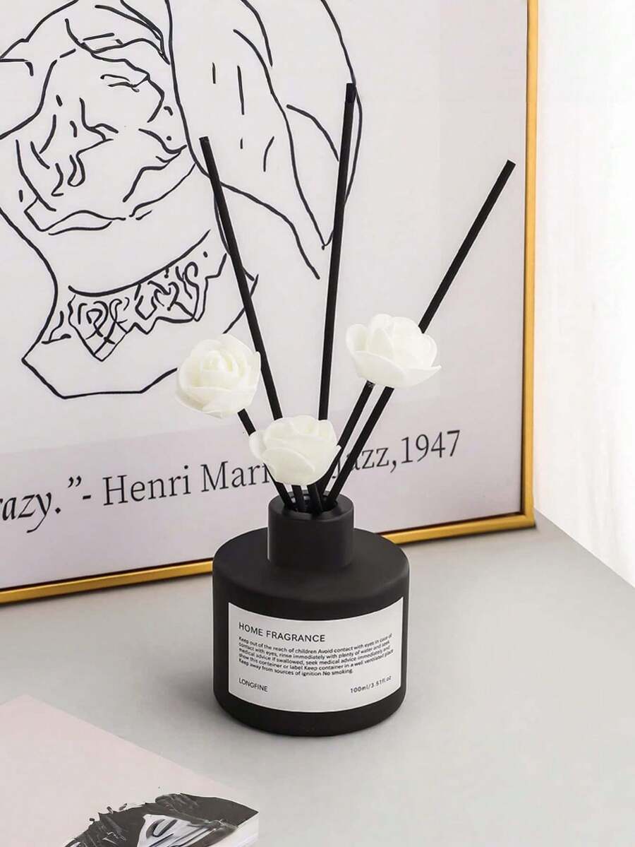 Zazumi 1PC Black White Minimalist Premium Aromatherapy Essential Oil Reed Diffuser Long Lasting Fragrance For Bedroom Living Room Bathroom Office Home Decor Gift For Housewarming Birthday Wedding - multicolor - View 1
