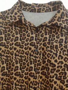 Franclia 女士休闲宽松长袖衬衫，豹纹图案，简约百搭，适合秋冬日常穿着 - 彩色 - 查看 6