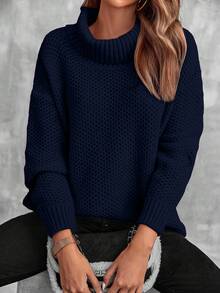 Maglione tinta unita minimalista da donna, adatto per uso quotidiano