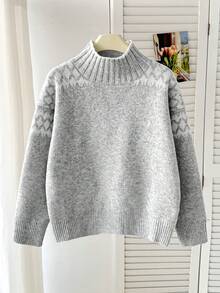 SHEIN Tween 女童休闲针织长袖套头衫