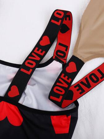 Snug Zone 3 st Plus Size Hjärt- & Bokstavstryck-Bralette Med Mjuka Band Utan Stålringar Sport, Lyft