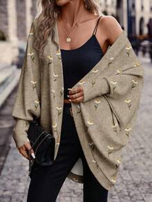 SHEIN Frenchy 女款复古清新雏菊秋冬大气印花轻薄外套，适合外出约会通勤 - 彩色 - 查看 7