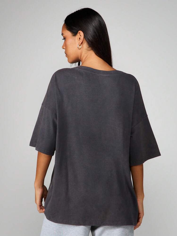 MISSGUIDED Vintage Graphic Oversized T Shirt Brooklyn New York Short Sleeve Crew Neck Casual Streetwear