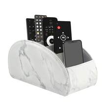 Soporte para control remoto con 5 compartimentos - Organizador de escritorio de cuero sintético PU para guardar controles de TV, DVD, Blu-Ray, reproductor multimedia, calentador, color negro