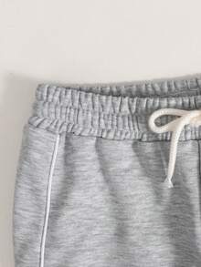 SHEIN Tween Girl Casual Drawstring Waist Loose Fit Printed Sweatpants, Back-To-School, Basics, Versatile Daily Wear