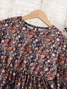 SHEIN Mädchen Blümchen elegante Mode Rundhals Rüschen Manschette Bluse, geeignet für Ausflüge, tägliche Picknicks, Reisen, Schulanfang - Verschiedenfarbig - Übersicht 5