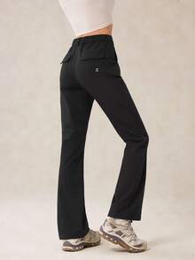 OutZeal 女式无 PFC 防水弹力尼龙修身喇叭裤户外徒步露营秋冬 - 黑色 - 查看 6