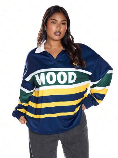 Solavibe Plus Size Women Casual Basic College Style Graphic Sweatshirt Autumn Winter Clothes For Women