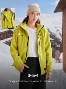 In My Nature 女式三合一拉链抽绳连帽夹克，秋冬