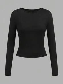 SHEIN EZwear 3 件套女士休闲宽领紧身长袖 T 恤套装，秋冬 - 彩色 - 查看 7