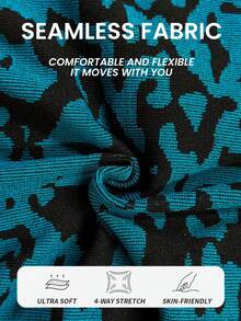 Easithlete Seamless Green Allover Print Backless Long Sleeve Top And Leggings Sports Set - Green - View 8