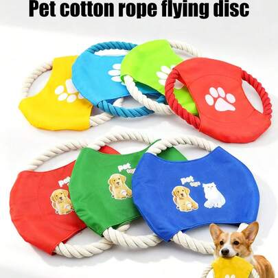 PETSIN 1 件宠物棉绳飞盘，耐用咬训练狗玩具，宠物咀嚼玩具，宠物自娱玩具，投掷玩具，宠物