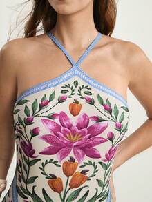 CAJUNI Đồ bơi nữ họa tiết hoa buộc chéo - Nhiều màu - Xem 3