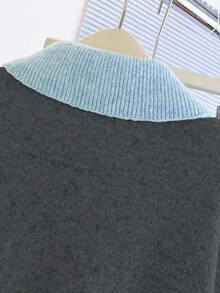 Franclia V-Neck 2 In 1 Long Sleeve Sweater, Autumn/Winter - Dark Grey - View 5