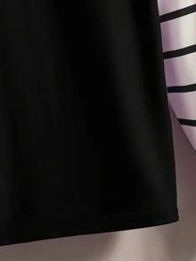 SHEIN Girls Cute Cartoon Heart Pattern Comfortable Round Neck 2 In 1 Long Sleeve T-Shirt - Black - View 4