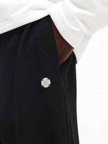 SUMWON 高级纹理直筒抽绳运动裤 舒适休闲男士家居服 纯色 - 黑色 - 查看 6