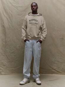 Musero Oversized Hooded Front Graphic Print Sweater Jumper Winter Winter - Apricot - View 5