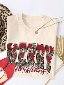 INAWLY Leopard Print Glitter Merry Christmas T-Shirt, Merry Christmas T-Shirt, Vintage Christmas T-Shirt, Christmas Shirt, Happy T-Shirt
