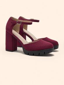 CUCCOO BASICS Escarpins femme à bout pointu, bride à la cheville, couleur unie élégante, talon compensé. Convient pour le travail