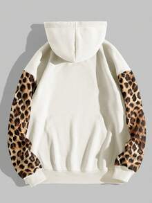 INAWLY Sweat-shirt à capuche femme imprimé léopard, Top confortable en patchwork à manches longues, convient pour un port quotidien, automne/hiver - Multicolore - Voir 2