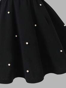 Elladie kids 年轻女孩可爱无袖褶饰蝴蝶结中长连衣裙，红色，优雅休闲，适合夏季、派对、婚礼 - 黑色 - 查看 5