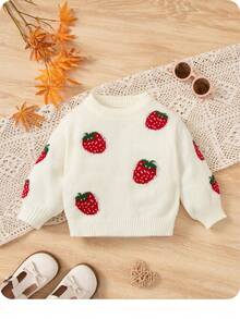 SHEIN Baby Girl Strawberry Pattern Jumper - White - View 2