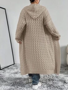 SHEIN Unity Elegante y versátil cárdigan de punto trenzado para otoño/invierno - Marrón Mocha - Ver 2