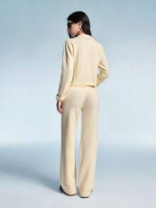 Aveloria GENKIRA 2 pièces Ensemble de cardigan tricoté et pantalon ample - Nude - Voir 2