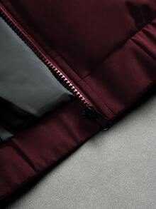 PAVTROS 男士插肩袖保暖时尚印花摩托车立领冬季外套 - 酒紅色 - 查看 7